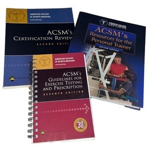 SET OF 3 AMERICAN COLLEGE OF SPORTS MEDICINE CERTIFICATION ACMS  TEST PREP BOOKS